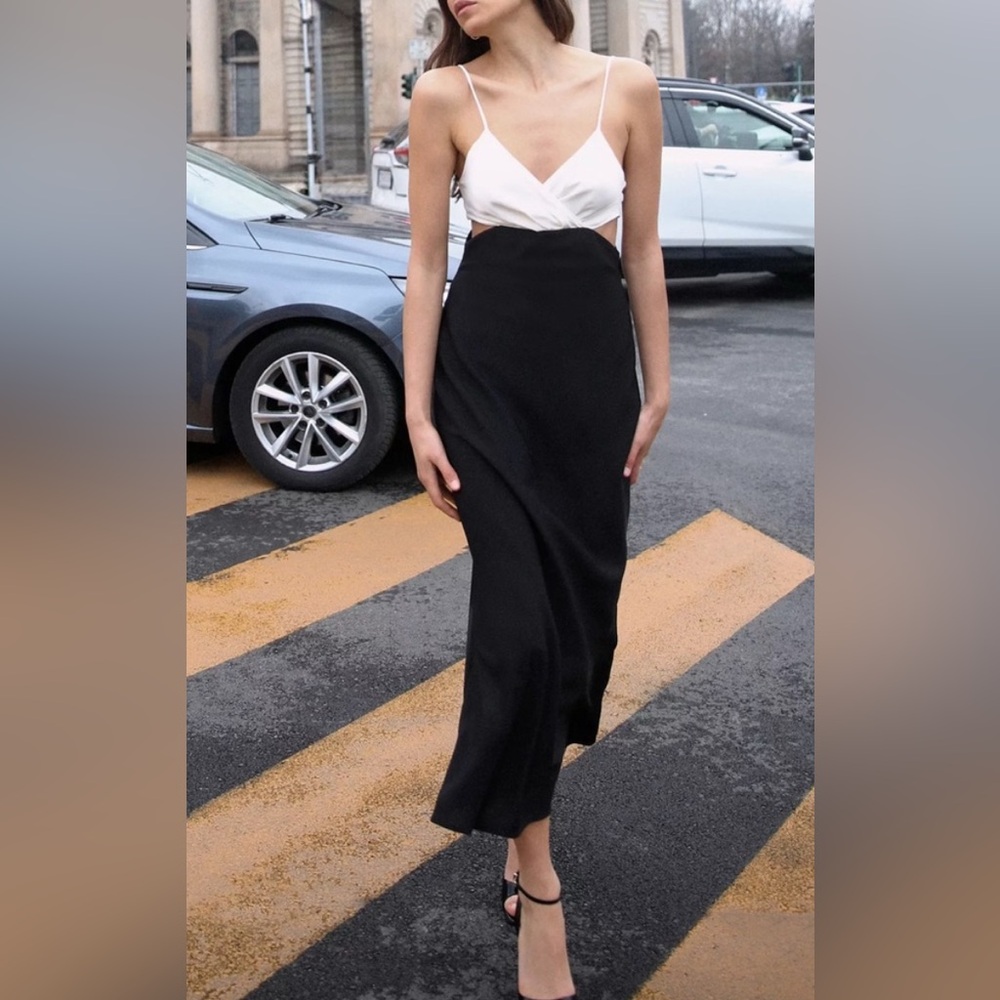 Zara Black & White slip dress